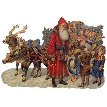Large Santa & Reindeer Sleigh Scrap ~ Germany